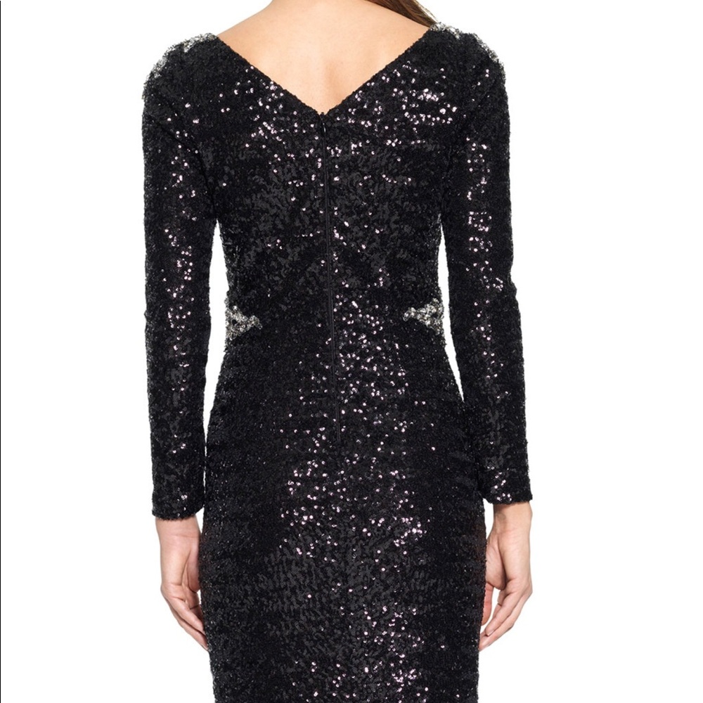 NWT - David Meister Black l/s sequin cocktail dress - Picture 2 of 3